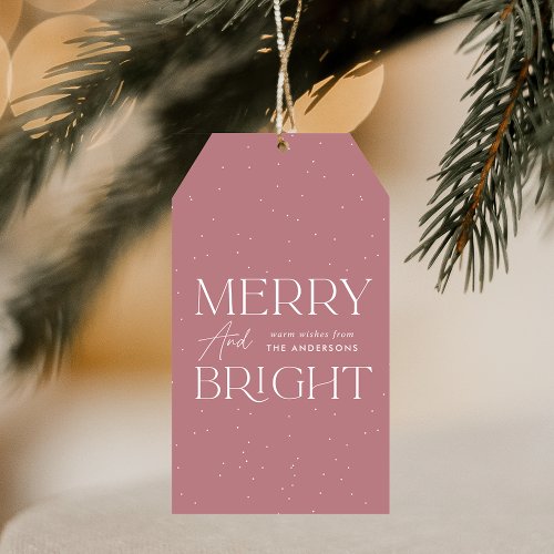 Modern Merry and Bright Dusty Rose Holiday Gift Tags