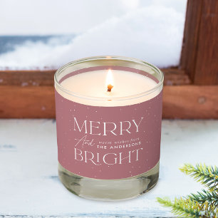Modern Merry and Bright Dusty Rose Holiday Scented Candle