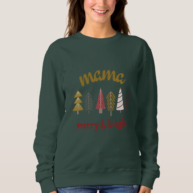 Modern Merry and Bright Family Matching T-Shirt Sweatshirt (Front)