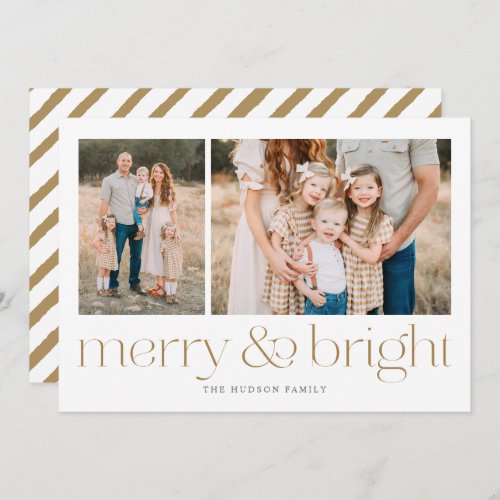 Modern Merry and Bright Gold Minimal Holiday Card