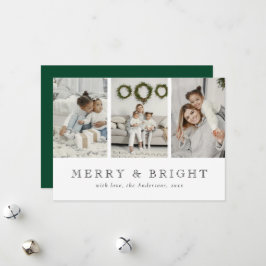 Modern Merry and Bright Green Christmas Holiday Card