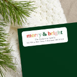Modern Merry and Bright Holiday Return Address Label<br><div class="desc">Add a festive touch to your envelopes this season with our modern holiday return address labels. The custom return address labels feature "Merry & Bright" in gold, orange, blush pink, green, and red modern lettering. Personalize the Christmas labels by adding your name and address. Designed to coordinate with our Modern...</div>
