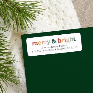 Modern Merry and Bright Holiday Return Address Label