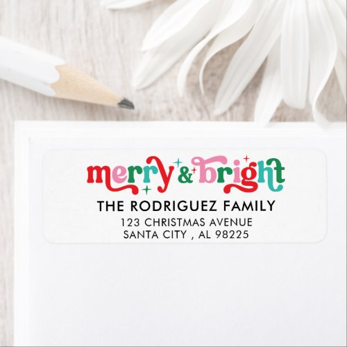 Modern Merry and Bright Holiday Return Address Label