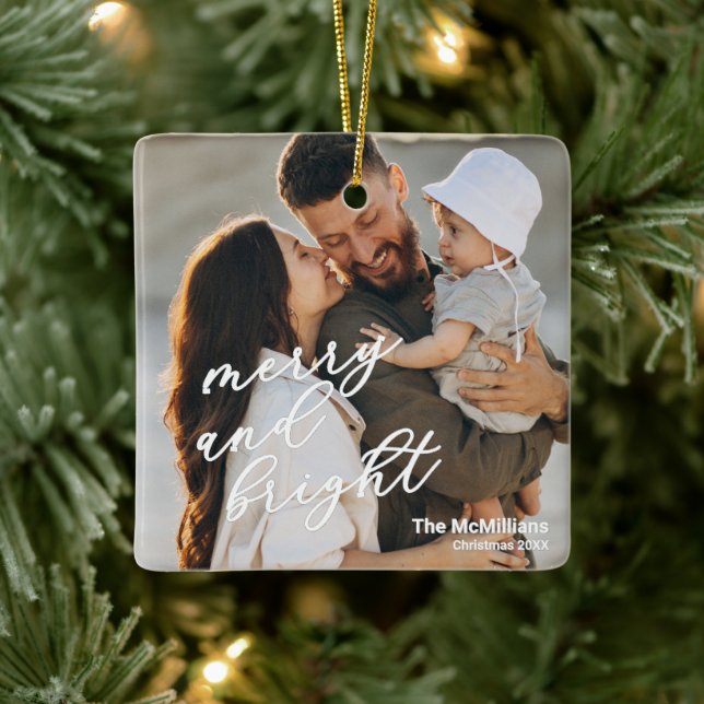 Modern Merry and Bright Minimalist Simple Ceramic Ornament (Tree)