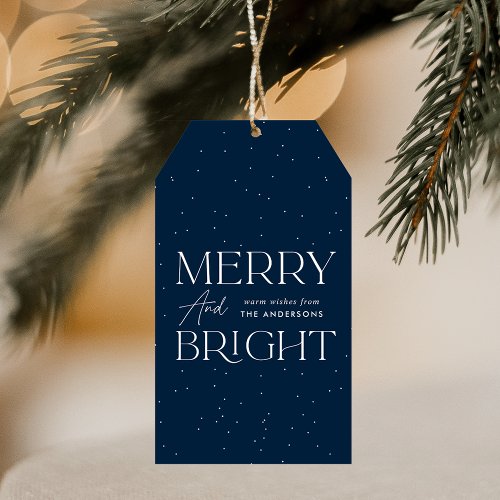 Modern Merry and Bright Navy Holiday Gift Tags