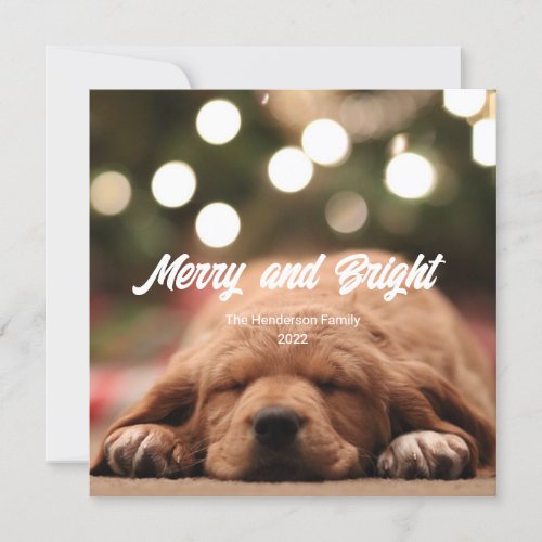 Modern Merry and Bright Photo Christmas Card