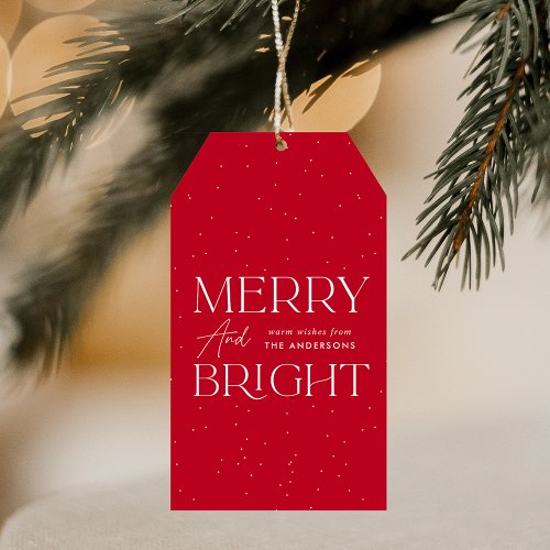 Modern Merry and Bright Red Holiday Gift Tags