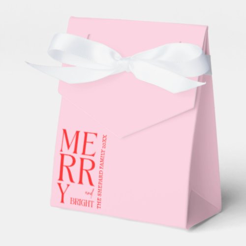 Modern Merry and Bright Red Pink Christmas  Favor Boxes