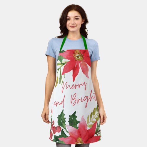 Modern Merry and Bright Script Apron