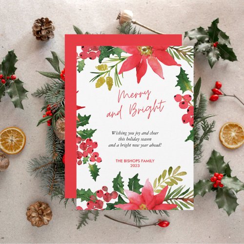 Modern Merry and Bright Script Holiday Card
