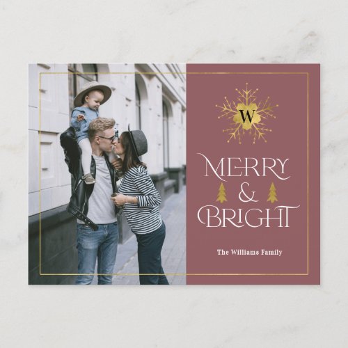  Modern Merry and Bright simple Christmas photo Po Postcard