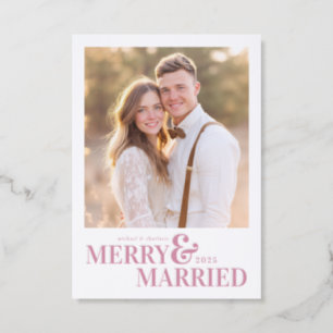 Modern Merry and Married Letterpress Photo Cards
