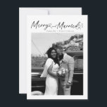 Modern Merry and Married Newlywed Script Christmas Holiday Card<br><div class="desc">Celebrate your first holiday season as a couple with the Modern Merry and Married Newlywed Christmas Holiday Card. Featuring a chic, contemporary design that highlights your favorite photo, this card captures the joy of love and the magic of Christmas. Perfect for newlyweds to share warm wishes with family and friends....</div>