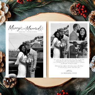 Modern Merry and Married Newlywed Script Christmas Holiday Card