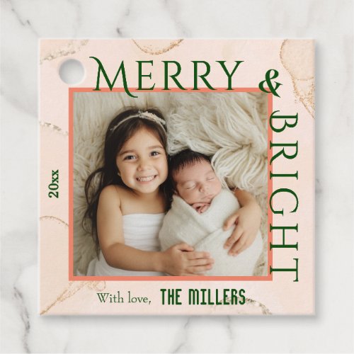 Modern Merry  Bright 1 photo cute bold Christmas Favor Tags