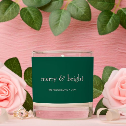 Modern Merry  Bright Christmas Green  Pink Scented Candle