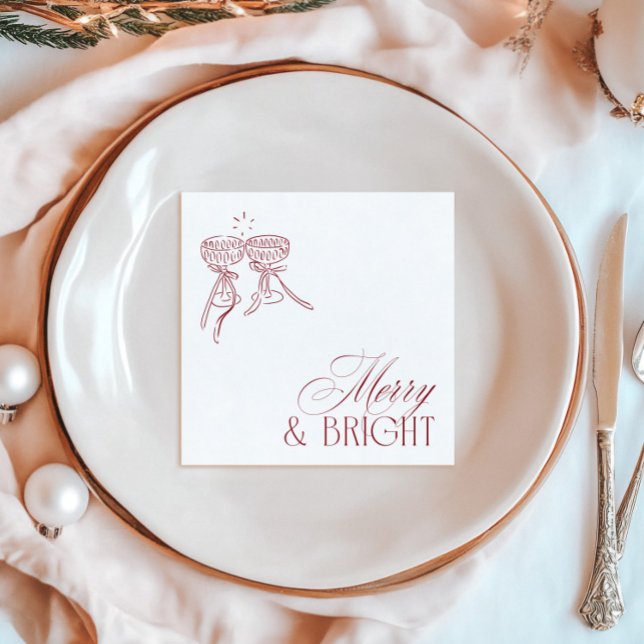 Modern Merry & Bright Christmas Holiday Party Napkins (Modern Merry & Bright Christmas Holiday Party Napkins)