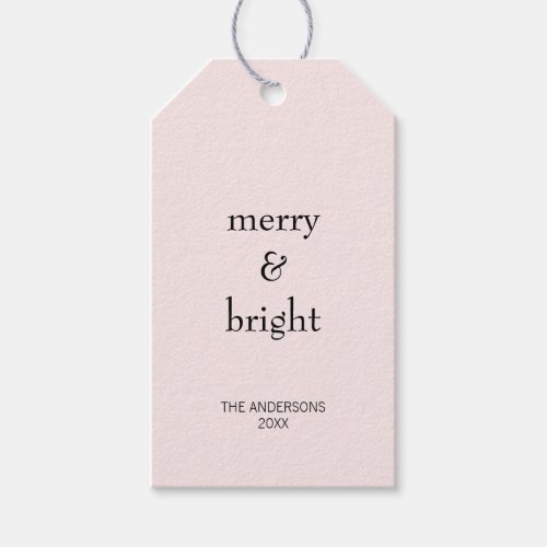 Modern Merry  Bright Christmas Pink Black Holiday Gift Tags