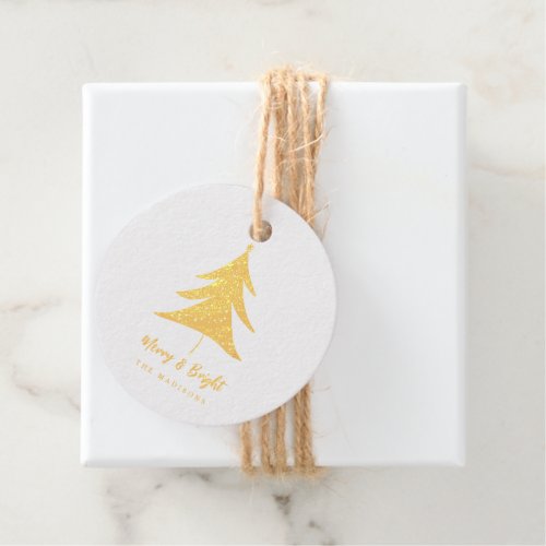 Modern Merry  Bright Christmas Tree Foil Favor Tags