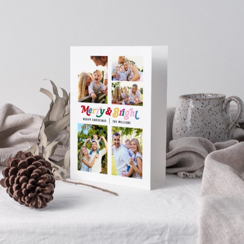 Modern Merry  Bright Colorful Bright 5 Photo Card