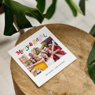 Modern Merry & Bright Colorful Professional Photo Holiday Card