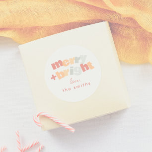 Modern Merry & Bright Family Christmas Classic Round Sticker