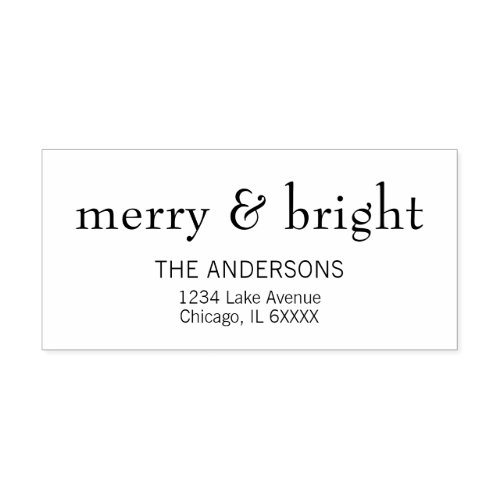 Modern Merry  Bright Family Name Holiday Rubber Stamp