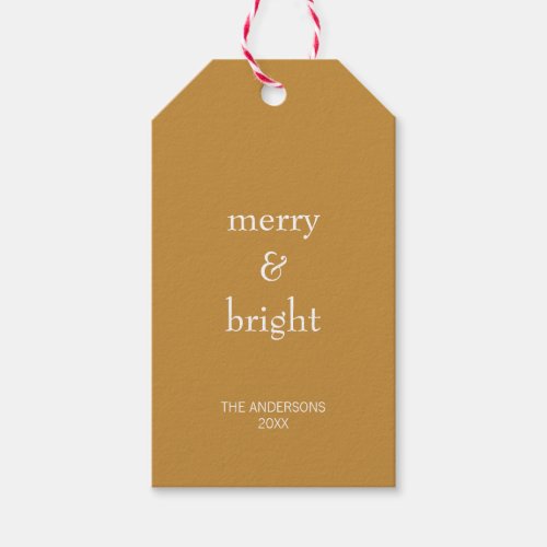 Modern Merry  Bright Gold Christmas Holiday Gift Tags