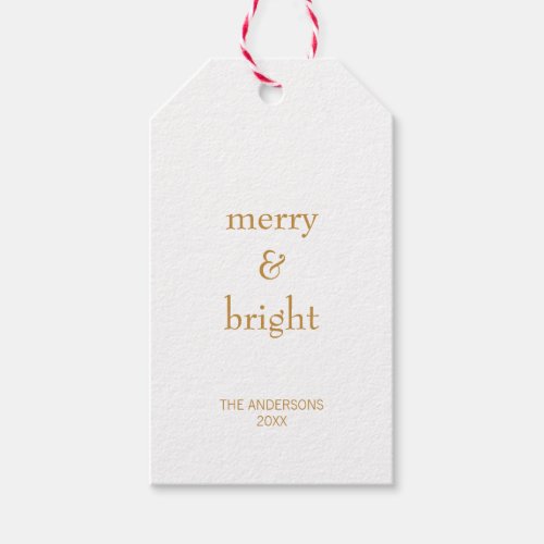 Modern Merry  Bright Gold Christmas Holiday Gift Tags