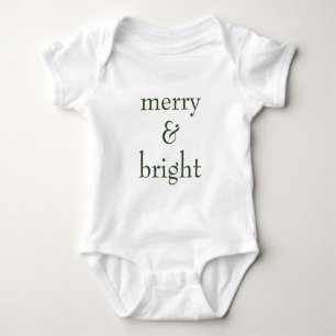 Modern Merry & Bright Green Christmas Holiday Baby Bodysuit