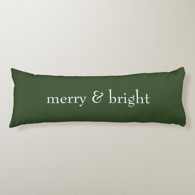 Modern Merry & Bright Green Christmas Holiday Body Pillow (Front)
