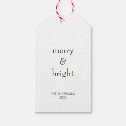 Modern Merry  Bright Green Christmas Holiday Gift Tags