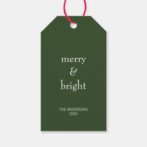 Modern Merry  Bright Green Christmas Holiday Gift Tags