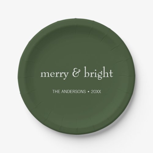 Modern Merry  Bright Green Christmas Holiday Paper Plates