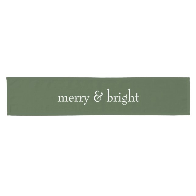 Modern Merry & Bright Green Christmas Holiday Short Table Runner (Horizontal)