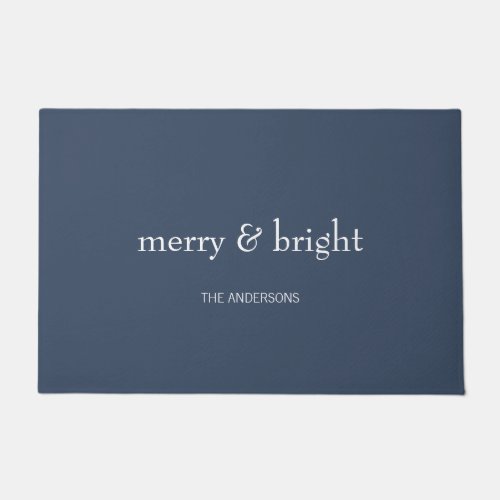 Modern Merry  Bright Holiday Navy Doormat