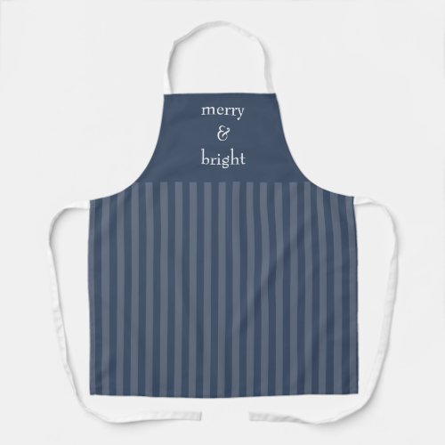 Modern Merry  Bright Navy Christmas Holiday Apron