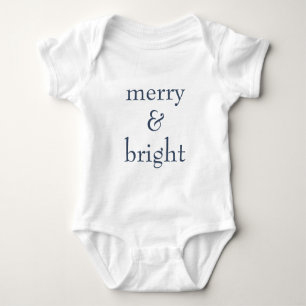 Modern Merry & Bright Navy Christmas Holiday Baby Bodysuit