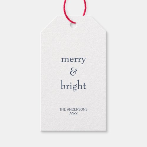 Modern Merry  Bright Navy Christmas Holiday Gift Tags