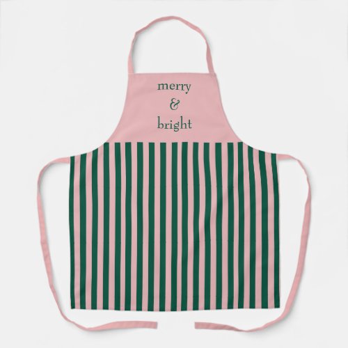 Modern Merry  Bright Pink and Green Holiday Apron