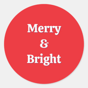 Modern Merry & Bright Pink Christmas Classic Round Sticker