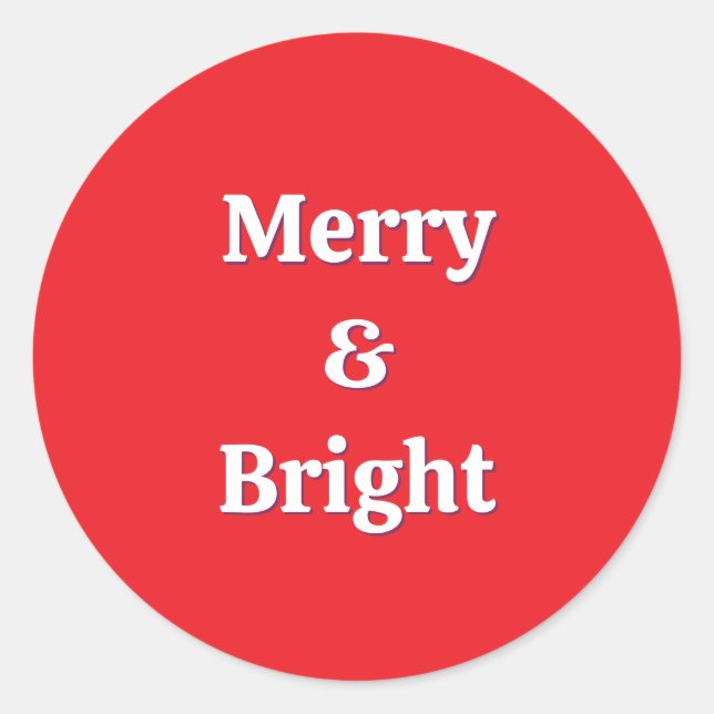 Modern Merry & Bright Pink Christmas Classic Round Sticker (Front)