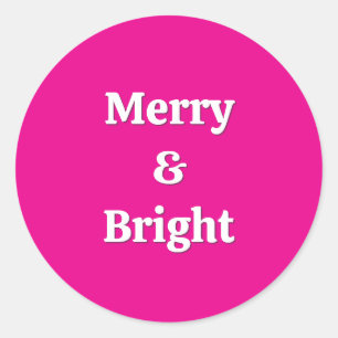 Modern Merry & Bright Pink Christmas Classic Round Sticker