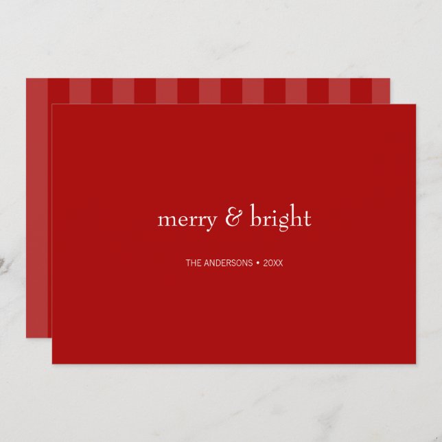 Modern Merry & Bright Red Christmas Holiday Card (Front/Back)