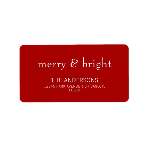 Modern Merry  Bright Red Holiday Address Label