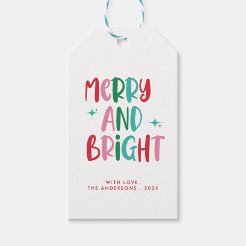 Modern Merry  Bright Retro Colorful Christmas  Gift Tags