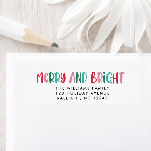 Modern Merry  Bright Retro Colorful Christmas  Label