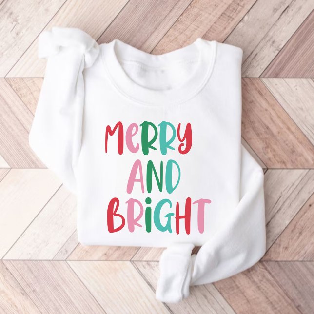 Modern Merry & Bright Retro Colorful Christmas  Sweatshirt (Creator Uploaded)