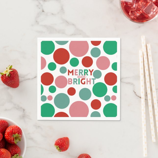 Modern Merry & Bright Simple Polka Dot Pattern Napkins (Insitu)